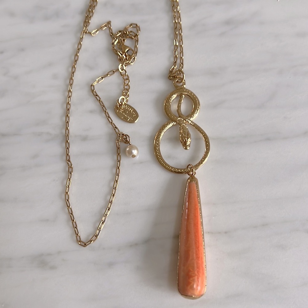 Vivian Tamayo Coral Drop Snake Necklace - Picture 1 of 3